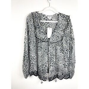 NWT Hemant and Nandita Aarya Cape Blouse Black, White, and Gold Size S